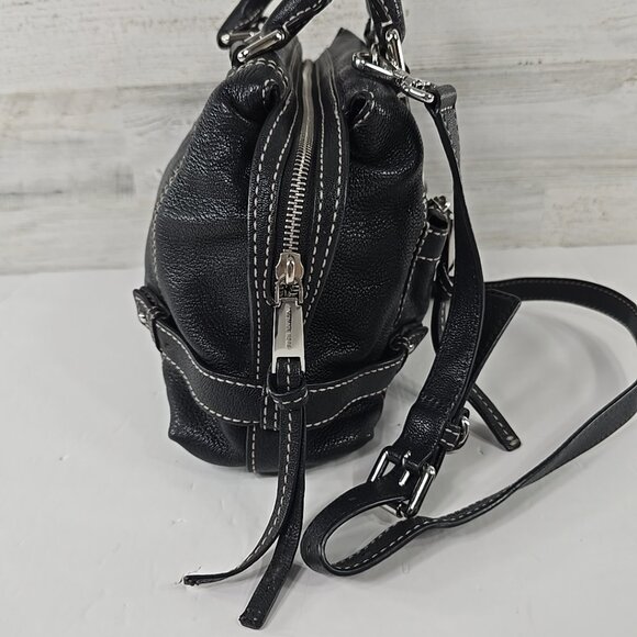 MICHAEL MICHAEL KORS ABBY MEDIUM BLACK LEATHER SATCHEL BAG CROSSBODY STRAP *VGC* - Picture 4 of 16